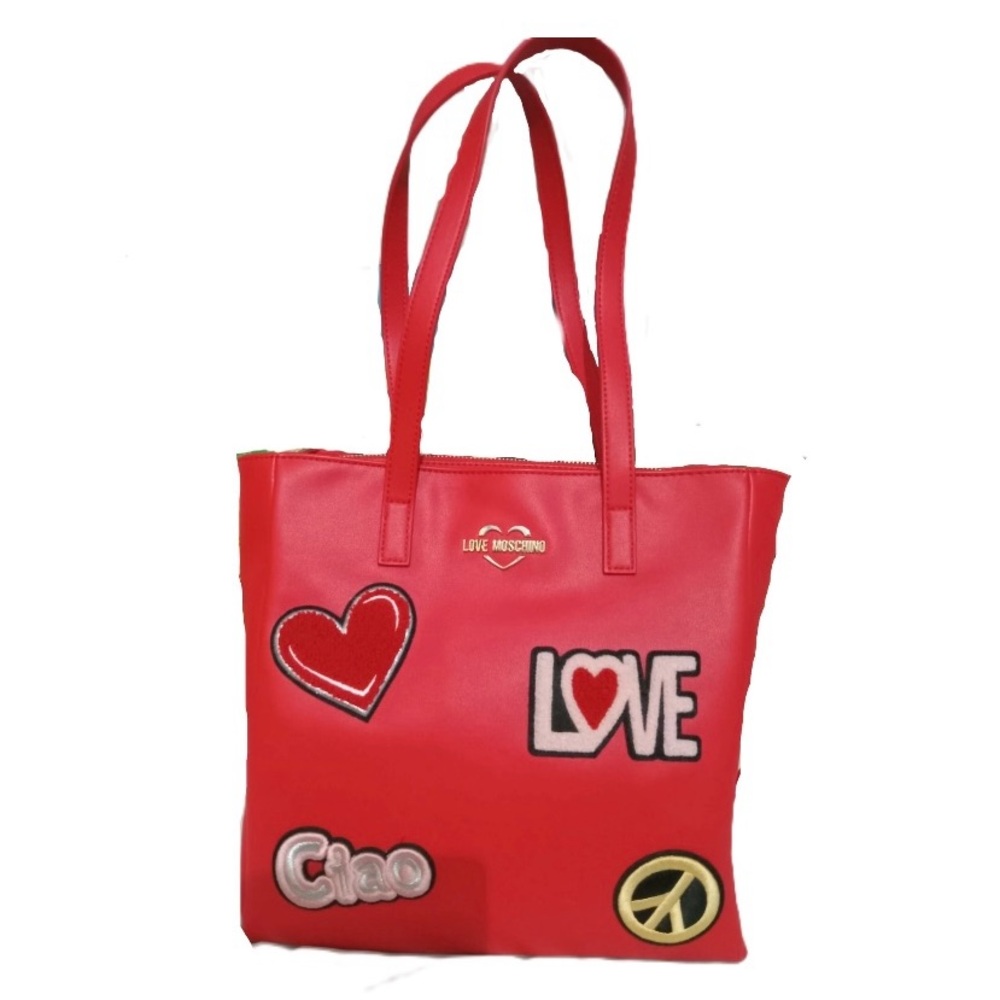 Love Moschino Red Tote Shoulder Bag ❤️ With Patches New Without Tags